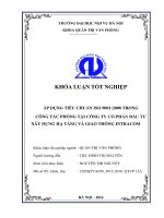Khóa luận tốt nghiệp Quản trị văn phòng: Áp dụng tiêu chuẩn ISO 9001:2008 trong công tác phòng tại công ty Cổ phần đầu tư xây dựng hạ tầng và Giao thông Intracom