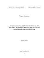 (LUẬN văn THẠC sĩ) investigation on a combination of chemical and biological methods for the treatment of pulp and paper mill wastewater in vientiane 