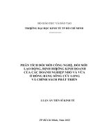 Phân tích đổi mới công nghệ, đổi mới lao động, định hướng kinh doanh của các doanh nghiệp nhỏ và vừa ở đồng bằng sông cửu long và chính sách phát triển 