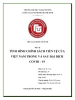 TIỂU LUẬN KINH tế vĩ mô đề tài TÌNH HÌNH CHÍNH SÁCH TIỀN tệ của VIỆT NAM TRONG và SAU đại DỊCH COVID – 19 