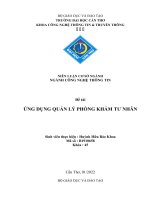 NIÊN LUẬN CƠ SỞ  NGÀNH CÔNG NGHỆ THÔNG TIN Đề tài ỨNG DỤNG QUẢN LÝ PHÒNG KHÁM TƯ NHÂN