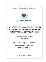 (LUẬN văn THẠC sĩ) tác động của đòn bẩy tài chính lên quyết định đầu tư của các công ty niêm yết trên hose , luận văn thạc sĩ 