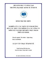 (LUẬN văn THẠC sĩ) nghiên cứu các nhân tố ảnh hưởng đến cấu trúc tài chính của các công ty niêm yết ngành chế biến thực phẩm trên sàn hose , luận văn thạc sĩ 