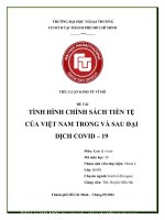 TIỂU LUẬN KINH tế vĩ mô đề tài TÌNH HÌNH CHÍNH SÁCH TIỀN tệ của VIỆT NAM TRONG và SAU đại DỊCH COVID – 19 
