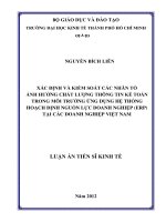 (LUẬN văn THẠC sĩ) xác định và kiểm soát các nhân tố ảnh hưởng chất lượng thông tin kế toán trong môi trường ứng dụng hệ thống hoạch định nguồn lực doanh nghiệp (ERP) tại các doanh nghiệp việt nam , luận án tiến sĩ 