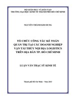 (LUẬN văn THẠC sĩ) tổ chức công tác kế toán quản trị tại các doanh nghiệp vận tải thủy nội địa logistics trên địa bàn thành phố hồ chí minh , luận văn thạc sĩ 