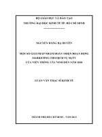 (LUẬN văn THẠC sĩ) một số giải pháp nhằm hoàn thiện hoạt động marketing cho dịch vụ MyTV của viễn thông tây ninh đến năm 2020 , luận văn thạc sĩ 