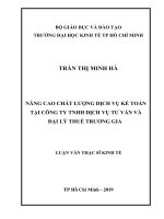 (LUẬN văn THẠC sĩ) nâng cao chất lượng dịch vụ kế toán tại công ty TNHH dịch vụ tư vấn và đại lý thuế trương gia 
