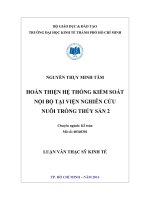 (LUẬN văn THẠC sĩ) hoàn thiện hệ thống kiểm soát nội bộ tại viện nghiên cứu nuôi trồng thủy sản 2 , luận văn thạc sĩ 