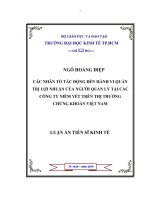 (LUẬN văn THẠC sĩ) các nhân tố tác động đến hành vi quản trị lợi nhuận của người quản lý tại các công ty niêm yết trên thị trường chứng khoán việt nam 