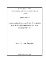 (LUẬN văn THẠC sĩ) tác động của vốn con người đến tăng trưởng kinh tế vùng đồng bằng sông cửu long giai đoạn 2007   2014 