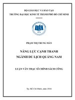 (LUẬN văn THẠC sĩ) năng lực cạnh tranh ngành du lịch quảng nam 