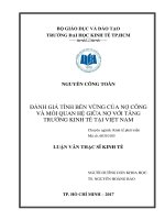 (LUẬN văn THẠC sĩ) đánh giá tính bền vững của nợ công và mối quan hệ giữa nợ  với tăng trưởng kinh tế tại việt nam 