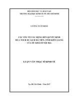 (LUẬN văn THẠC sĩ) các yếu tố tác động đến quyết định mua tour du lịch hà tiên, tỉnh kiên giang của du khách nội địa 