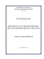 (LUẬN văn THẠC sĩ) phân tích yếu tố tác động đến tình trạng thừa cân và béo phì ở trẻ em từ 7 đến 11 tuổi 