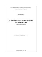 (LUẬN văn THẠC sĩ) factors affecting customers intention to use sredit card 