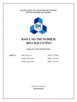 BÁO cáo THÍ NGHIỆM hóa đại CƯƠNG bài 2 NHIỆT PHẢN ỨNG thí nghiệm 1 xác định nhiệt dung của nhiệt lượng kế 