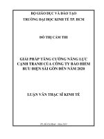 (LUẬN văn THẠC sĩ) giải pháp tăng cường năng lực cạnh tranh của công ty bảo hiểm bưu điện sài gòn đến năm 2020 