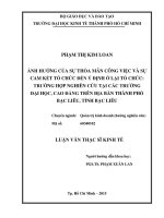 (LUẬN văn THẠC sĩ) ảnh hưởng của sự thỏa mãn công việc và sự cam kết tổ chức đến ý định ở lại tổ chức, trường hợp nghiên cứu tại các trường đại học, cao đẳng trên địa bàn thành phố bạc liêu, tỉnh bạc liêu 