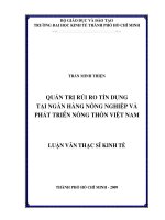(LUẬN văn THẠC sĩ) quản trị rủi ro tín dụng tại ngân hàng nông nghiệp và phát triển nông thôn việt nam , luận văn thạc sĩ 