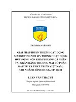 Giải pháp hoàn thiện hoạt động marketing mix 4Ps trong hoạt động huy động vốn khách hàng cá nhân tại ngân hàng thương mại cổ phần đầu tư và phát triển Việt Nam, chi nhánh Bình Hưng, TP.HCM