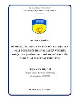 Đánh giá tác động của biến đổi khí hậu đến hoạt động nuôi tôm tại các xã ven biển thuộc huyện đông hải, TP bạc liêu và đề xuất giải pháp thích ứng