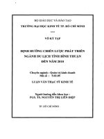 (LUẬN văn THẠC sĩ) định hướng chiến lược phát triển ngành du lịch tỉnh bình thuận đến năm 2010 , luận văn thạc sĩ 