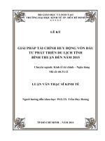 (LUẬN văn THẠC sĩ) giải pháp tài chính huy động vốn đầu tư phát triển du lịch tỉnh bình thuận đến năm 2015 
