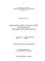 (LUẬN văn THẠC sĩ) định hướng chiến lược phát triển ngành du lịch tỉnh khánh hòa đến năm 2010 , luận văn thạc sĩ 