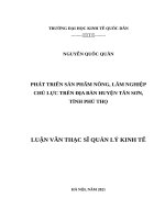 Phát triển sản phẩm nông, lâm nghiệp chủ lực trên địa bàn huyện Tân Sơn, tỉnh Phú Thọ
