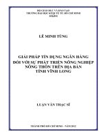 (LUẬN văn THẠC sĩ) giải pháp tín dụng ngân hàng đối với sự phát triển nông nghiệp nông thôn trên địa bàn tỉnh vĩnh long 