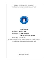 Giáo trình Marketing (Nghề: Quản trị kinh doanh - Cao đẳng): Phần 1 - Trường CĐ Cộng đồng Đồng Tháp