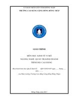 Giáo trình Kinh tế vi mô (Nghề: Quản trị kinh doanh - Cao đẳng): Phần 1 - Trường CĐ Cộng đồng Đồng Tháp
