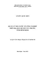 Quản lý nhà nước về công nghiệp trên địa bàn huyện tuy phước, tỉnh bình định 