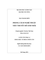 Phong cách nghệ thuật tiểu thuyết hồ anh thái