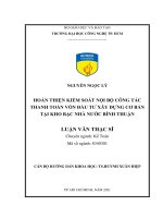 Hoàn thiện kiểm soát nội bộ công tác thanh toán vốn đầu tư xây dựng cơ bản tại kho bạc nhà nước bình thuận