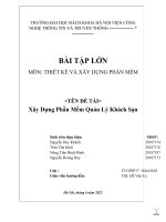 BÀI tập lớn môn THIẾT kế và xây DỰNG PHẦN mềm tên đề tài xây dựng phần mềm quản lý khách sạn 