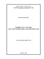 (LUẬN án TIẾN sĩ) nghiên cứu văn bản ngự chế cổ kim thể cách thi pháp tập 