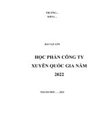 BÀI tập lớn học PHẦN CÔNG TY XUYÊN QUỐC GIA năm 2022 công ty TNHH nước giải khát suntory pepsico việt nam (SPVB), 