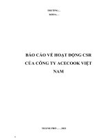 BÁO cáo về HOẠT ĐỘNG CSR của CÔNG TY ACECOOK VIỆT NAM 