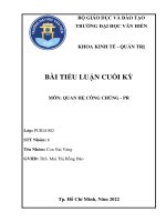 BÀI TIỂU LUẬN CUỐI KỲ MÔN QUAN HỆ CÔNG CHÚNG – PR Đề tài Phân tích hoạt động PR Tập đồn Masan