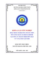 Hoạt động marketing online trên nền tảng mạng xã hội facebook tại công ty trách nhiệm hữu hạn tư vấn  đào tạo oabi 