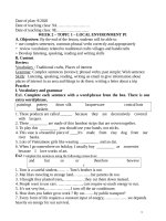 Giáo án dạy thêm anh 9 sách thí điểm kỳ 1 