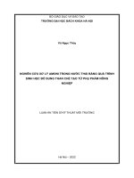 Nghiên cứu xử lý amoni trong nước thải bằng quá trình sinh học bổ sung than chế tạo từ phụ phẩm nông nghiệp.