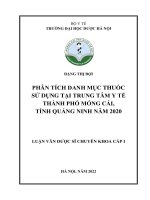 Phân tích danh mục thuốc sử dụng tại trung tâm y tế thành phố móng cái, tỉnh quảng ninh năm 2020 