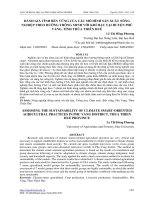 Đánh giá tính bền vững của các mô hình sản xuất nông nghiệp theo hướng thông minh với khí hậu tại huyện Phú Vang, tỉnh Thừa Thiên Huế