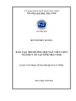 LUẬN văn THẠC sĩ NGÀNH QUẢN lý CÔNG đào tạo, bồi DƢỠNG đội NGŨ VIÊN CHỨC NGÀNH y tế tại TỈNH TRÀ VINH
