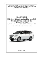 Giáo trình Kiểm tra sửa chữa pan ô tô (Nghề: Công nghệ ô tô - Cao đẳng): Phần 1 - Trường Cao đẳng Cơ điện Xây dựng Việt Xô