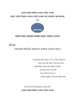 MÔN dẫn NHẬP TRIẾT học PHẬT GIÁO đề tài THÁNH NHÂN TRONG KINH TẠNG PALI 