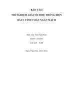 BÁO cáo THÍ NGHIỆM GIẢI TÍCH hệ THỐNG điện bài 3 TÍNH TOÁN NGẮN MẠCH 